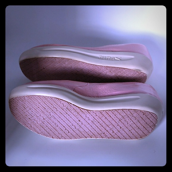Puma pink leather platform rubber sole slip on - Picture 3 of 8